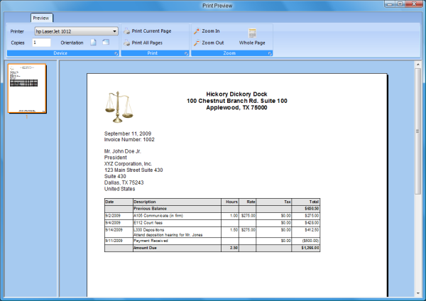 Legal Billing Screen 3