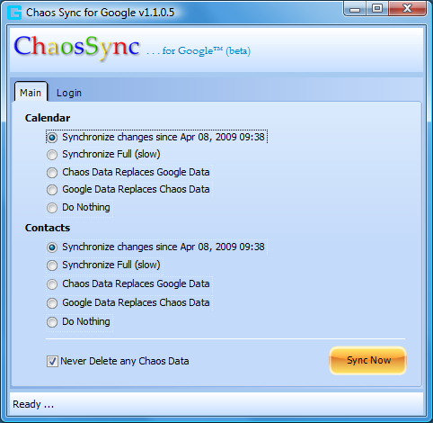 ChaosSync Screen 1